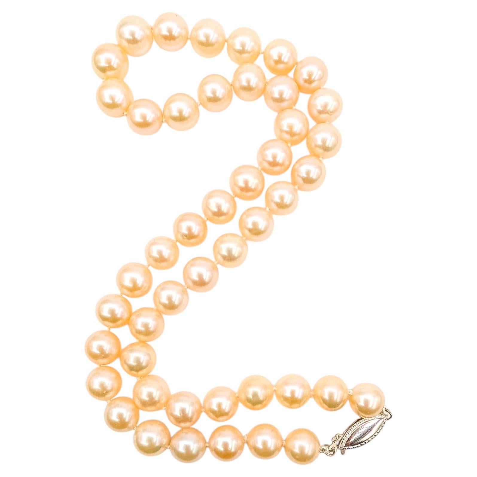 Akoya Pearl Strand Necklace with 14k White Gold Clasp For Sale