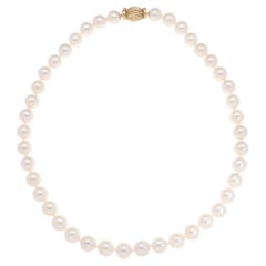 Akoya Pearl Strand Necklace with Vintage Yellow Gold Clasp