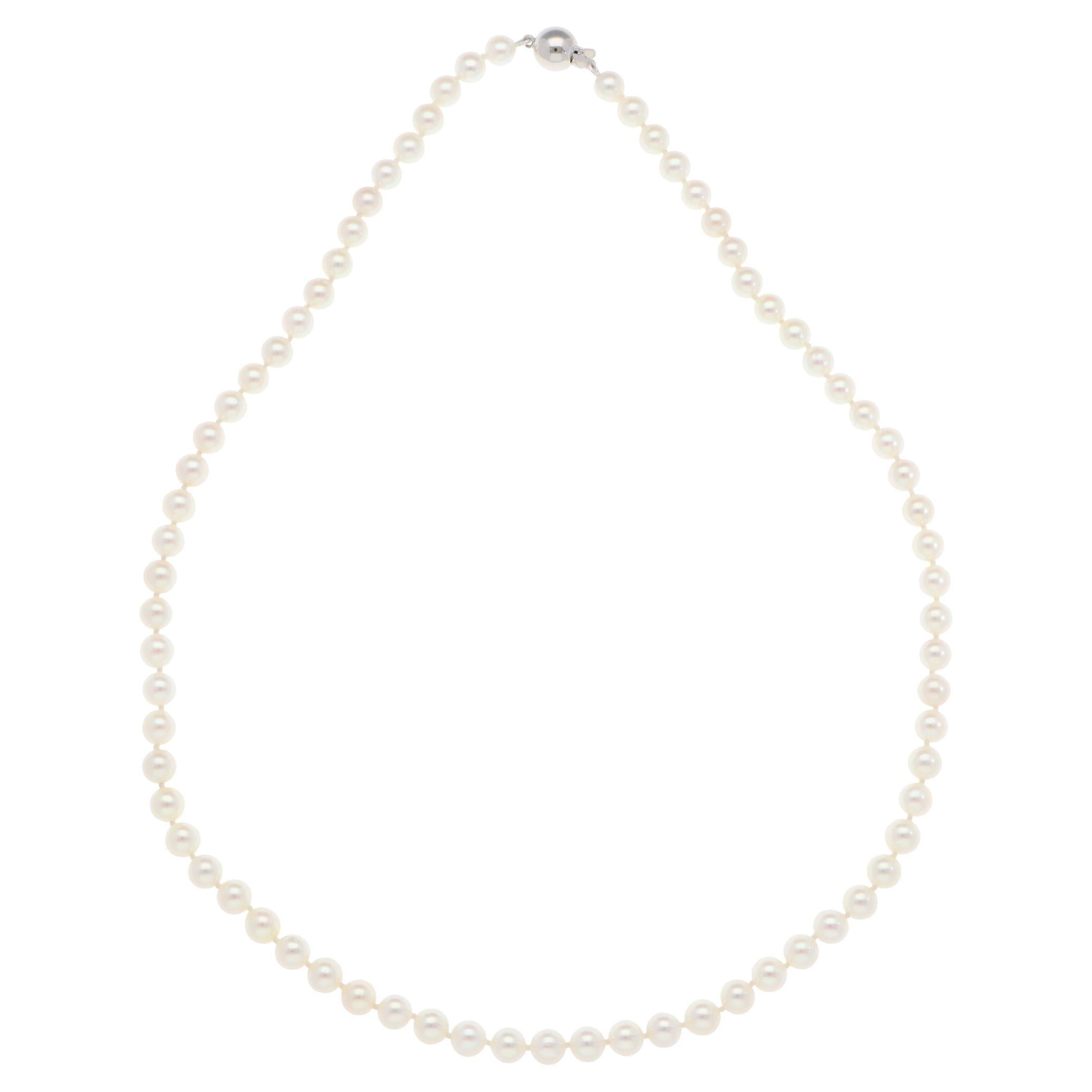 Akoya Pearl Strand Necklace with White Gold Clasp