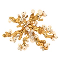 Akoya Pearl Yellow Gold Brooch