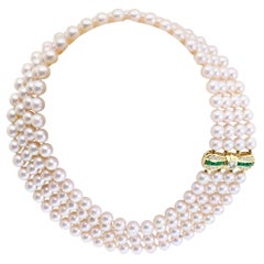 Akoya pearls (7.5 x 8mm) necklace with diamond clasp