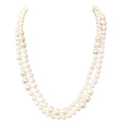 Akoya Pearls Necklace 14k Y Gold Ball Clasp Certified