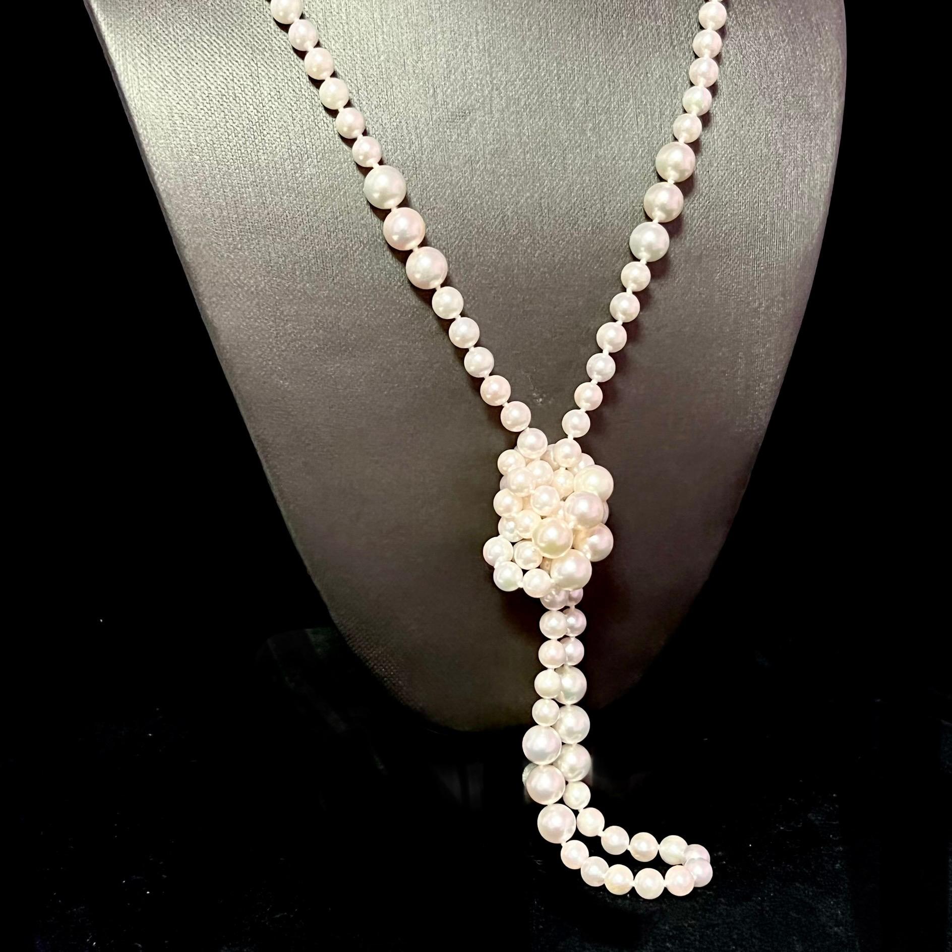 Akoya Pearls Necklace 14k Y Gold Ball Clasp Certified For Sale 5