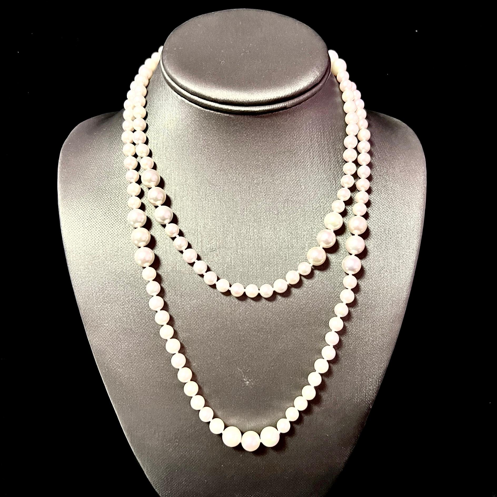 Collier Akoya en perles et or 14 carats avec fermoir boule certifié Pour femmes en vente