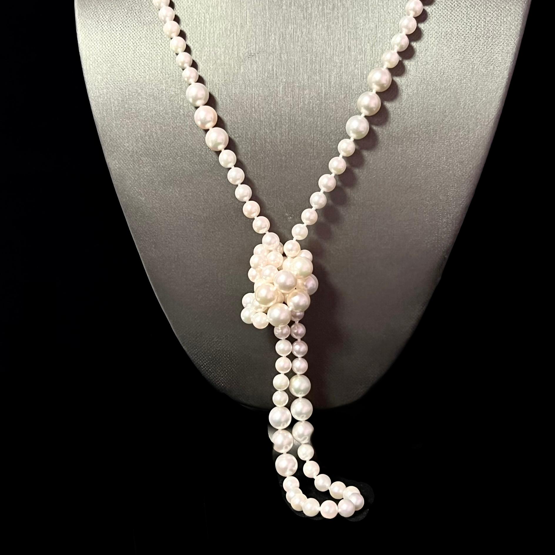 Akoya Pearls Necklace 14k Y Gold Ball Clasp Certified For Sale 2