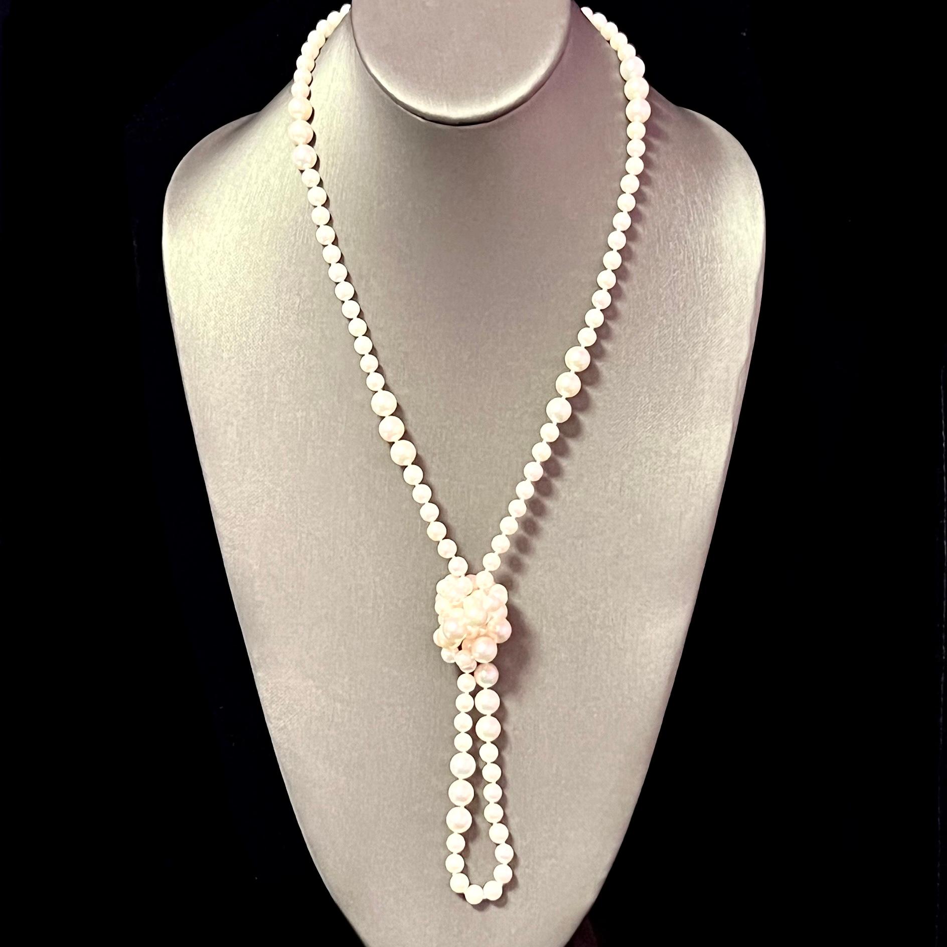 Akoya Pearls Necklace 14k Y Gold Ball Clasp Certified For Sale 3