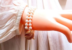 Akoya-Perlen, doppelsträngiges Armband, 14-Karat-Muschelverschluss*