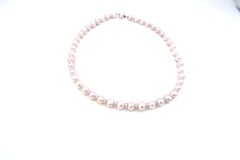 Akoya Pink Pearl Single Strand Necklace with Diamond Spacers in Between