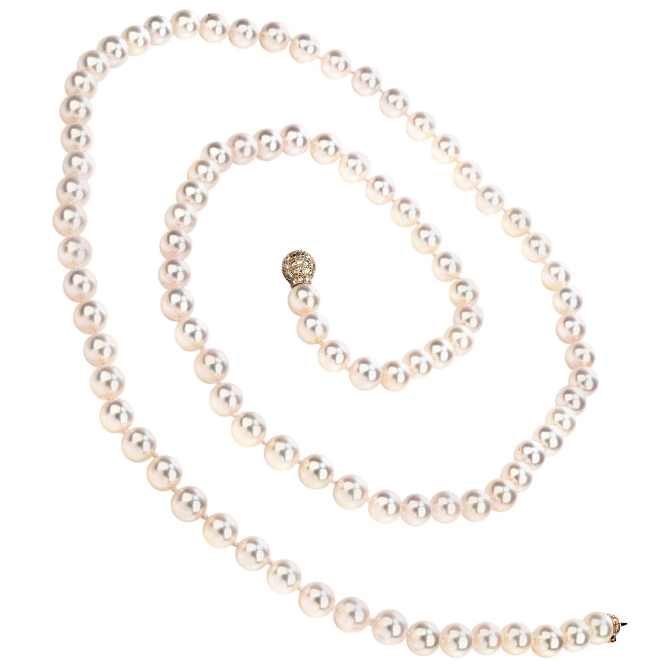 Akoya Saltwater Pearl Diamond 18 Karat Gold Necklace