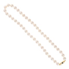 Collar de Perlas Akoya Zafiro Diamante Oro Amarillo