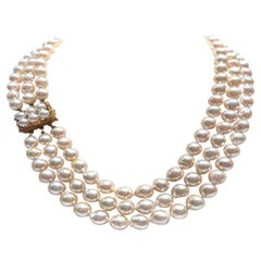 Akoya Semi Baroque Pearls 14k Yellow Gold Clasp