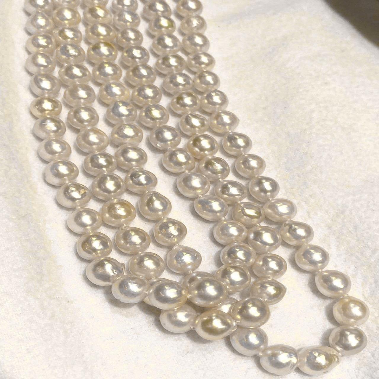 Akoya semi baroque pearls 7-8mm 14k yellow gold clasp 16-18inches #IP26
