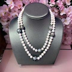 Akoya Tahitian Pearl Diamond Sapphire Necklace 14k Gold Certified