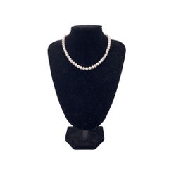Akoya White Round Pearls 7mm Silver Clasp Necklace cm 42