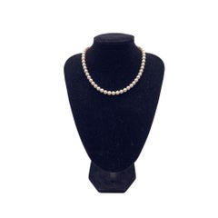 Akoya White Round Pearls 7mm Silver Clasp Necklace cm 42