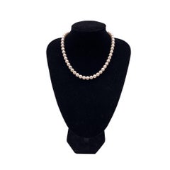 Akoya White Round Pearls 8mm Silver Clasp Necklace cm 43