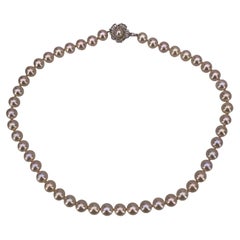 Akoya White Round Pearls 8mm Silver Clasp Necklace cm 43 Akoya White Round Pearls 8mm Silver Clasp Necklace cm 43