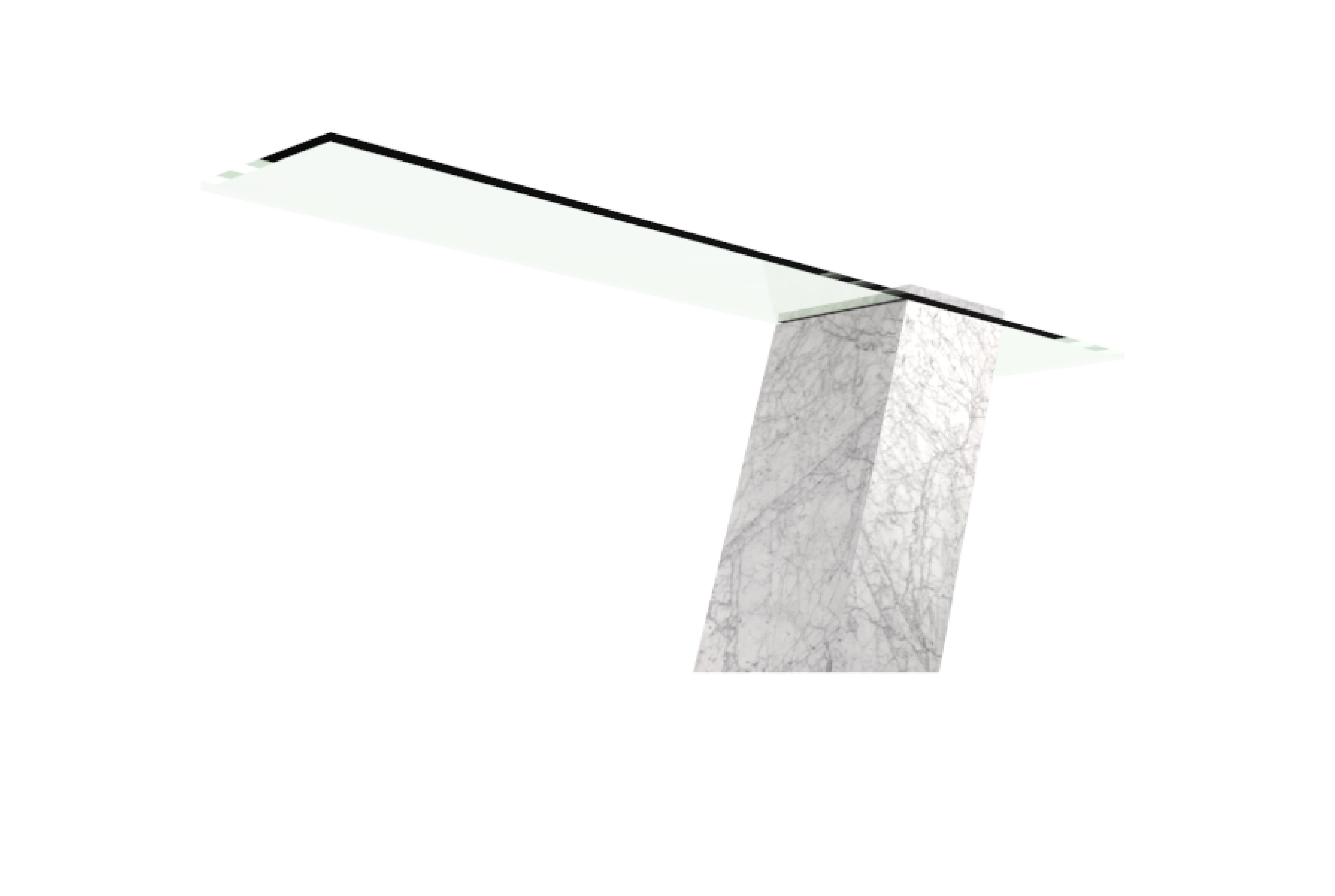 Moderne Console Akra Carrara en marbre italien Marbre Meddel Spain Furniture Design en vente