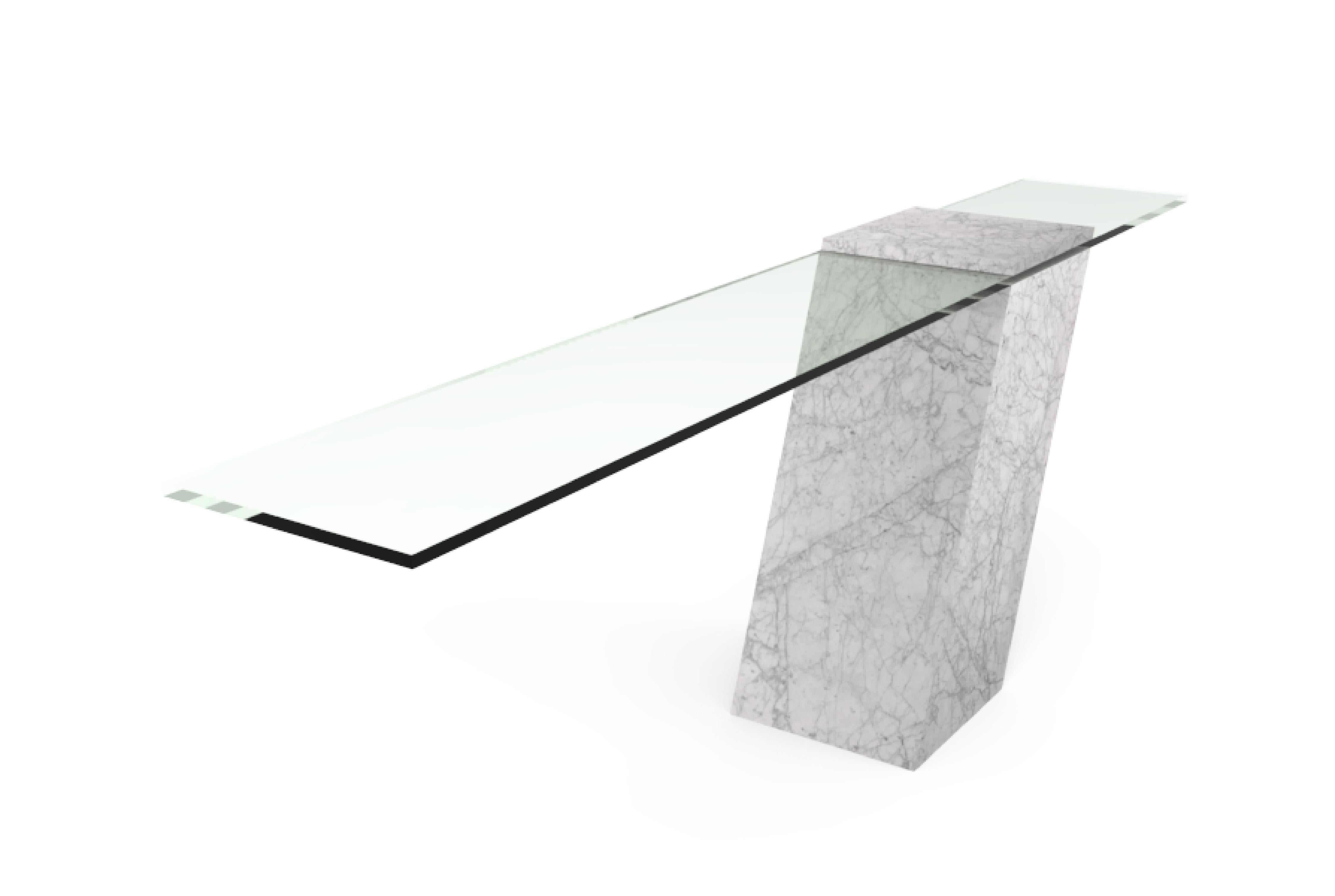 Espagnol Console Akra Carrara en marbre italien Marbre Meddel Spain Furniture Design en vente