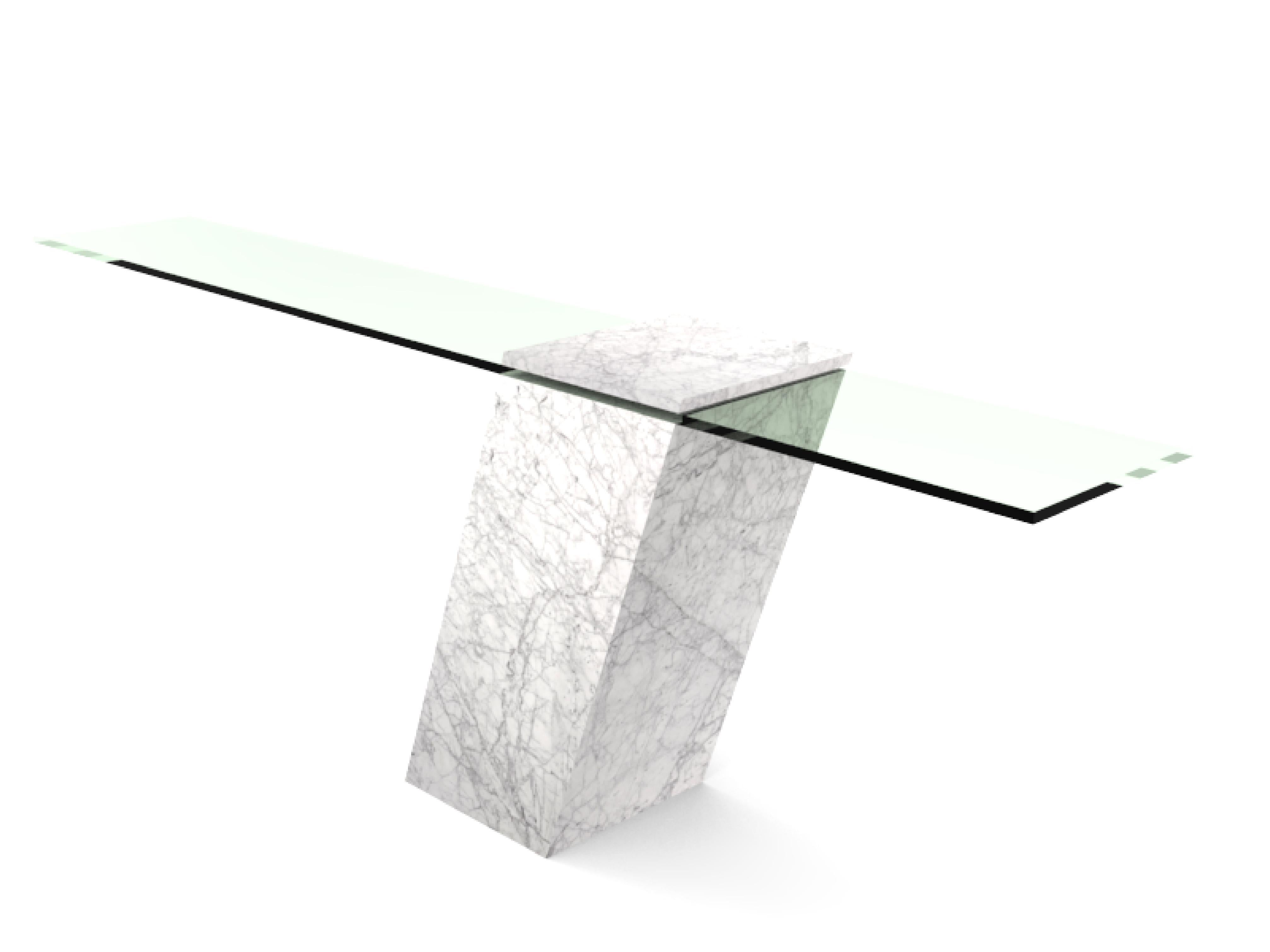 Fait main Console Akra Carrara en marbre italien Marbre Meddel Spain Furniture Design en vente