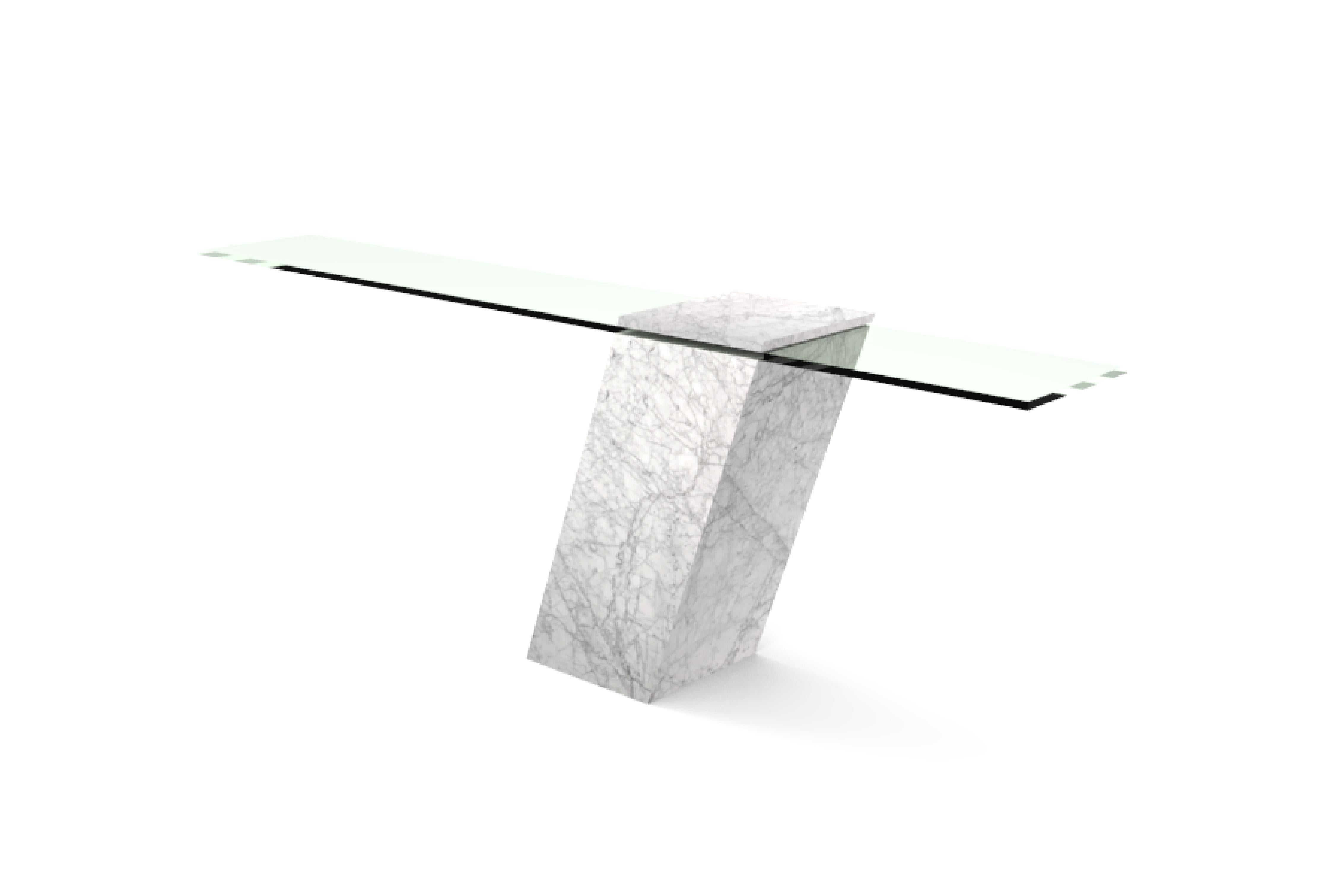 XXIe siècle et contemporain Console Akra Carrara en marbre italien Marbre Meddel Spain Furniture Design en vente