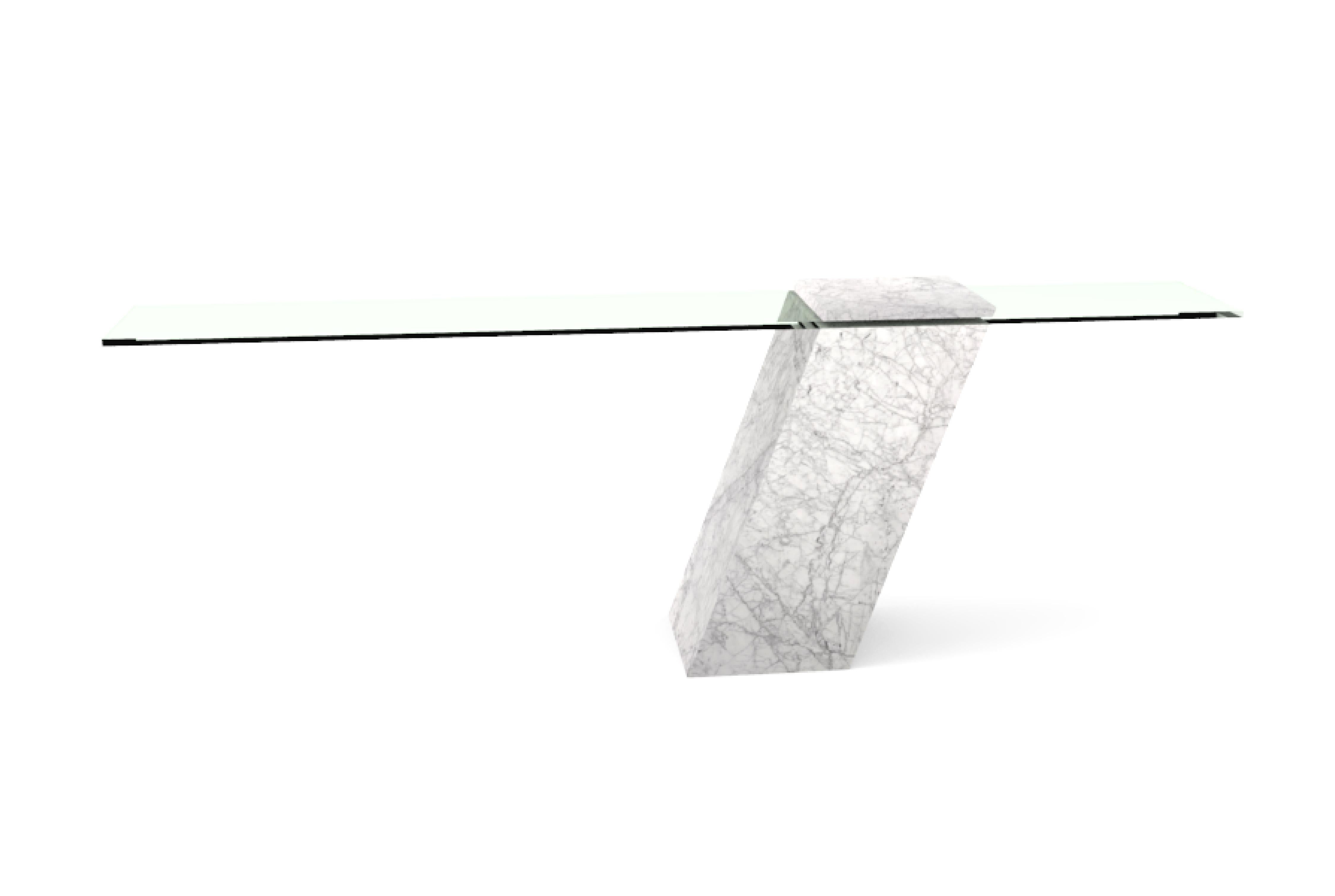 Cristal Console Akra Carrara en marbre italien Marbre Meddel Spain Furniture Design en vente