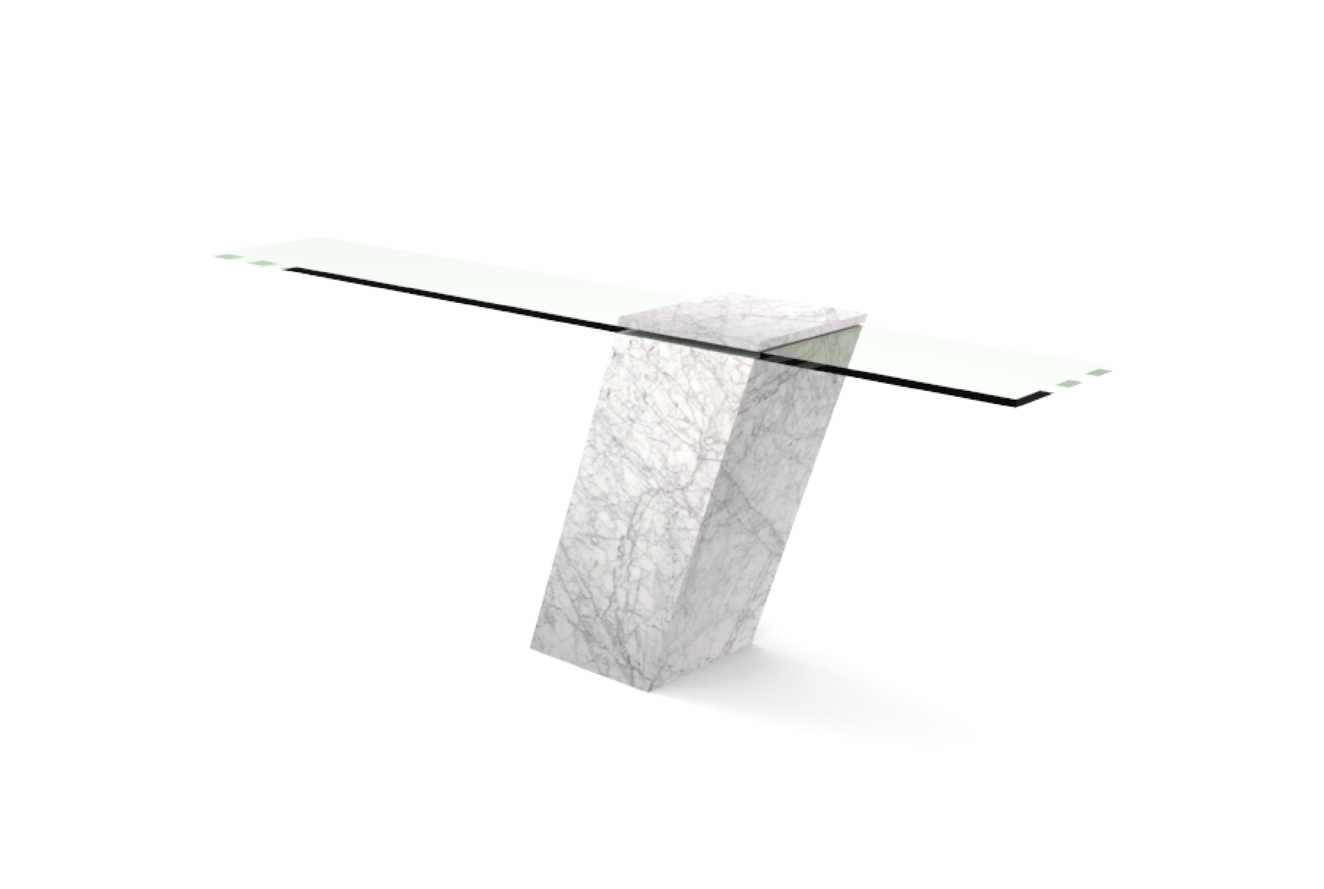Console Akra Carrara en marbre italien Marbre Meddel Spain Furniture Design en vente 1
