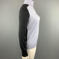 AKRIS 12 Pullover dolcevita a blocchi di colore in lana blu e grigio antracite