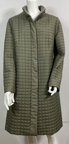 Akris 1990’s Sage Silk Quilted Puffer Coat-Size 48