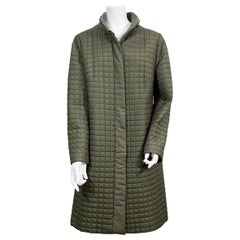 Chaquetón acolchado de seda salvia Akris 1990-Talla 48