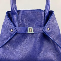 AKRIS Ai Little Cuervo Blue Leather Pebble Grain Shoulder Bag