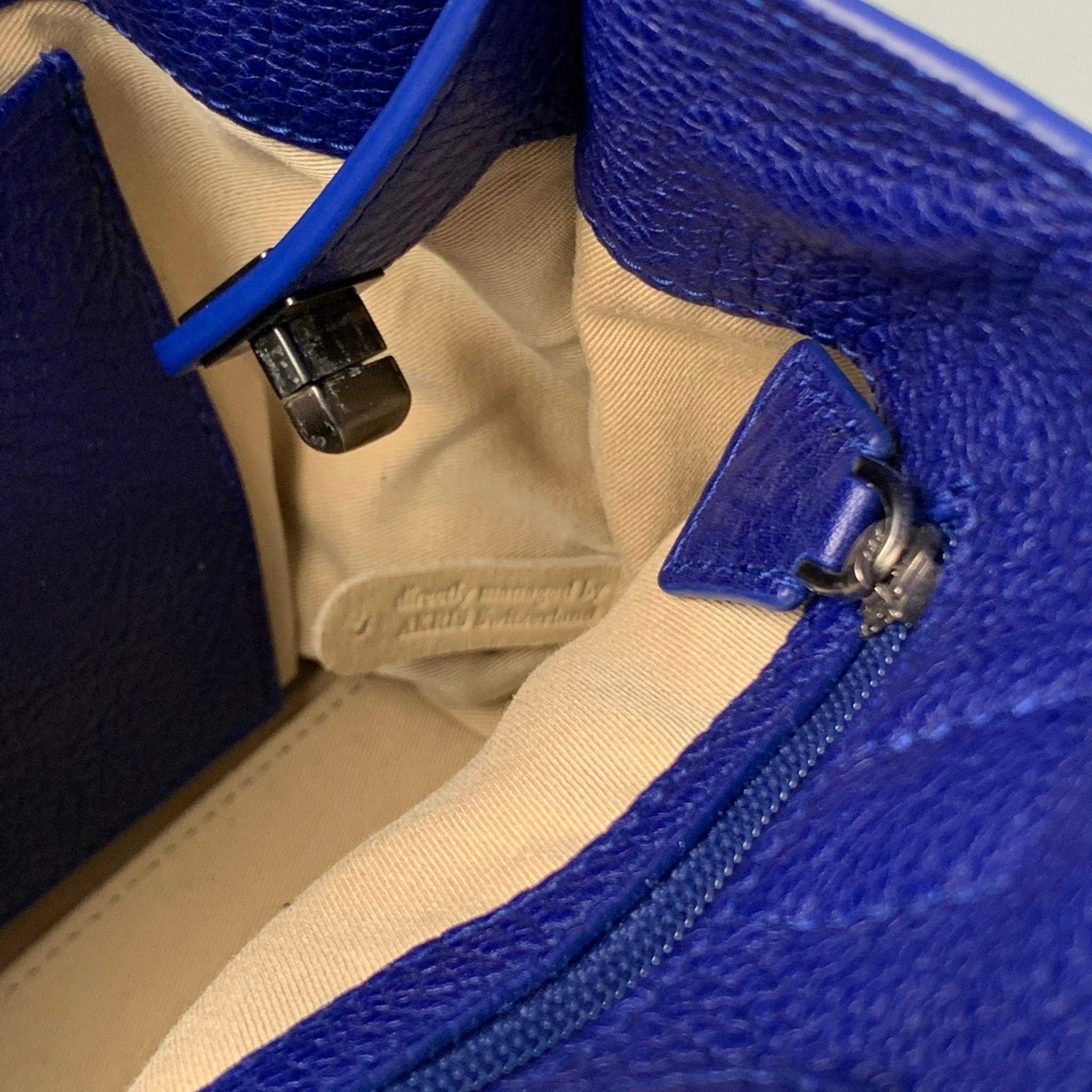 AKRIS Ai Little Cuervo Blue Leather Pebble Grain Shoulder Bag at 1stDibs