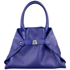 AKRIS Ai Little Cuervo Blue Leather Pebble Grain Shoulder Bag