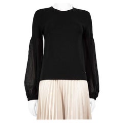 Akris Black Cashmere Sheer Sleeve Jumper Size L