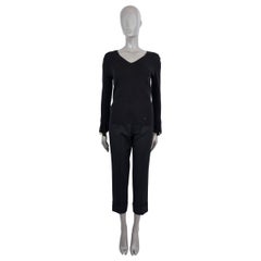 AKRIS black cashmere & silk V-Neck Sweater 38 M