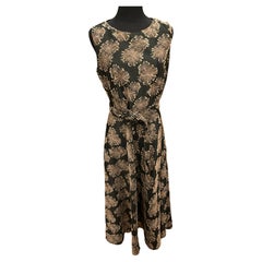 Akris Black Fan Print Belted Dress