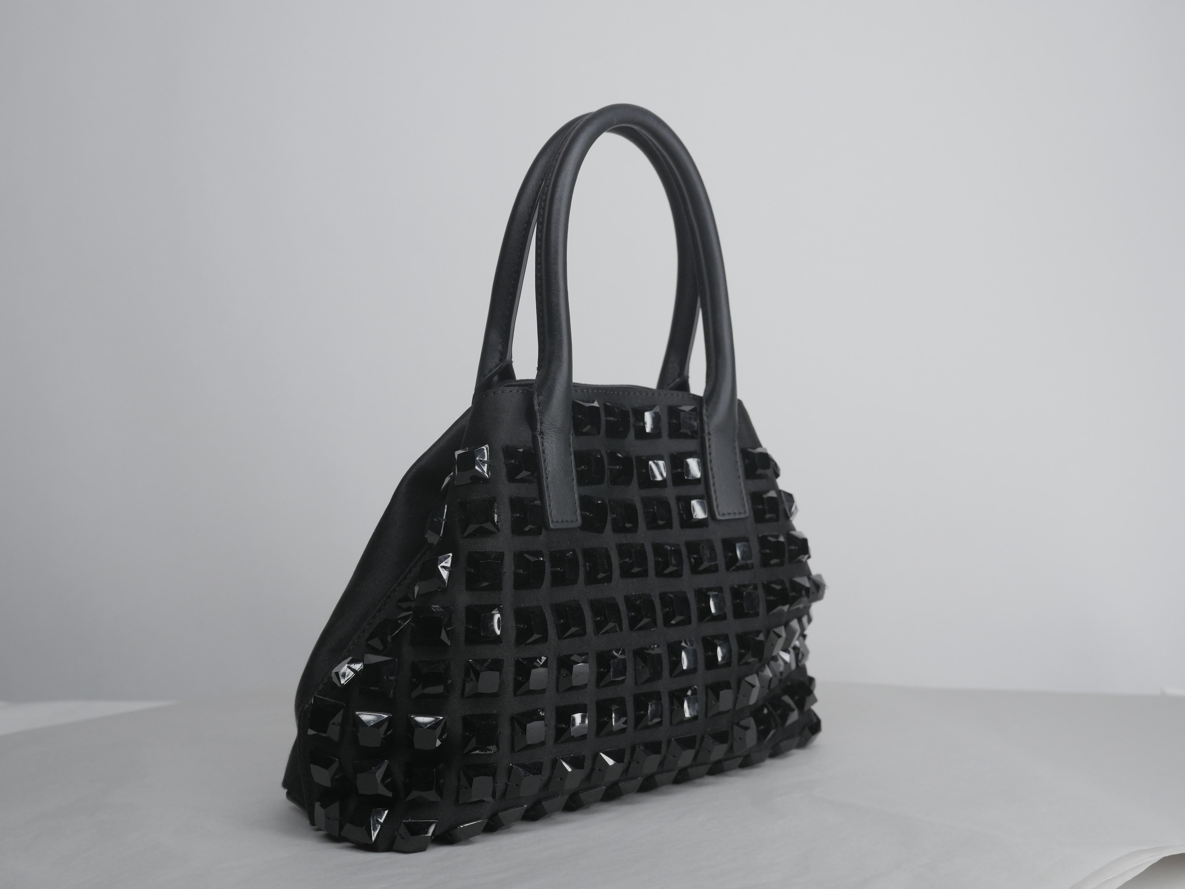 Akris Black Mini Handle Bag with Studded Detail 1