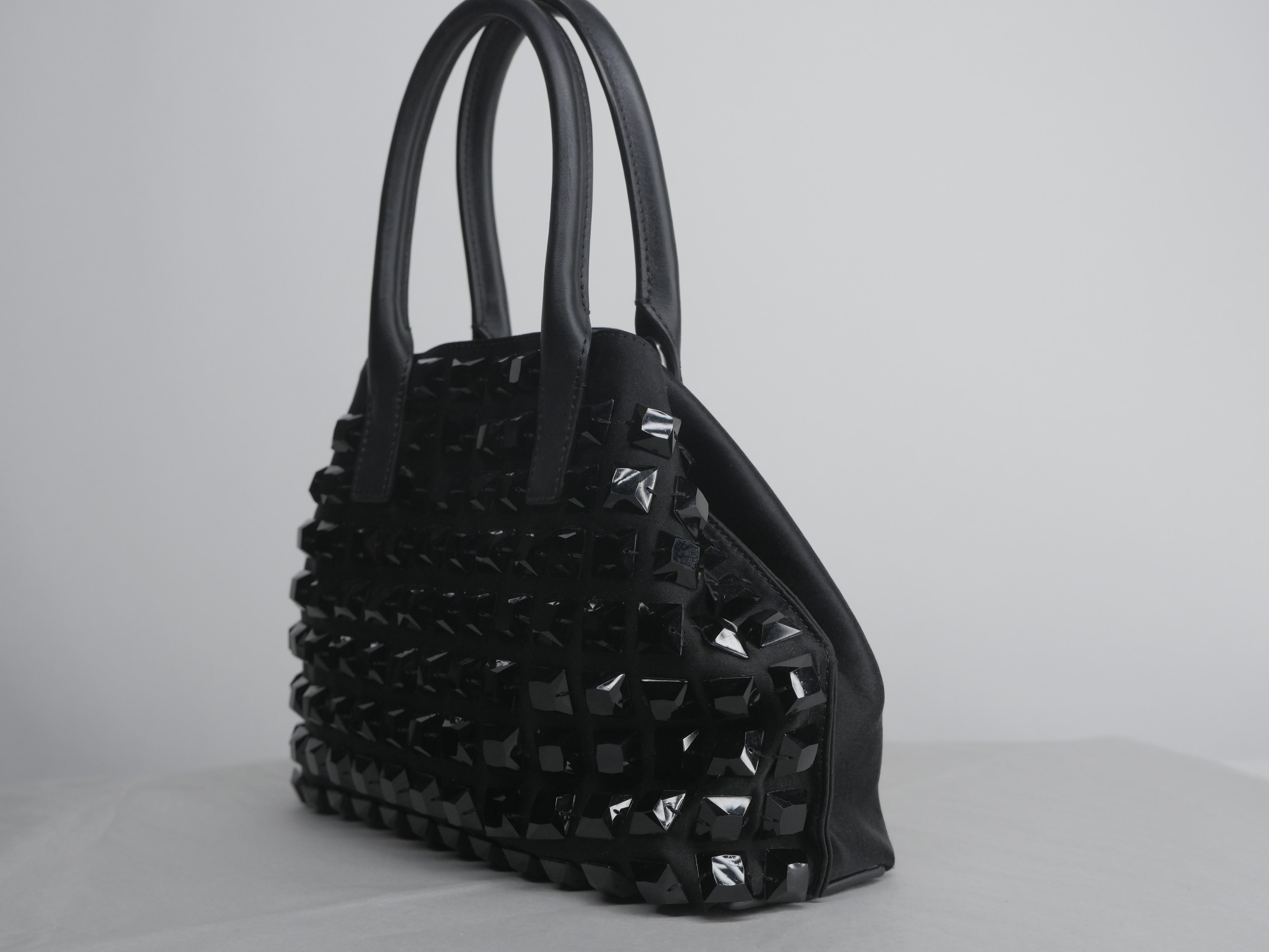 Akris Black Mini Handle Bag with Studded Detail 4