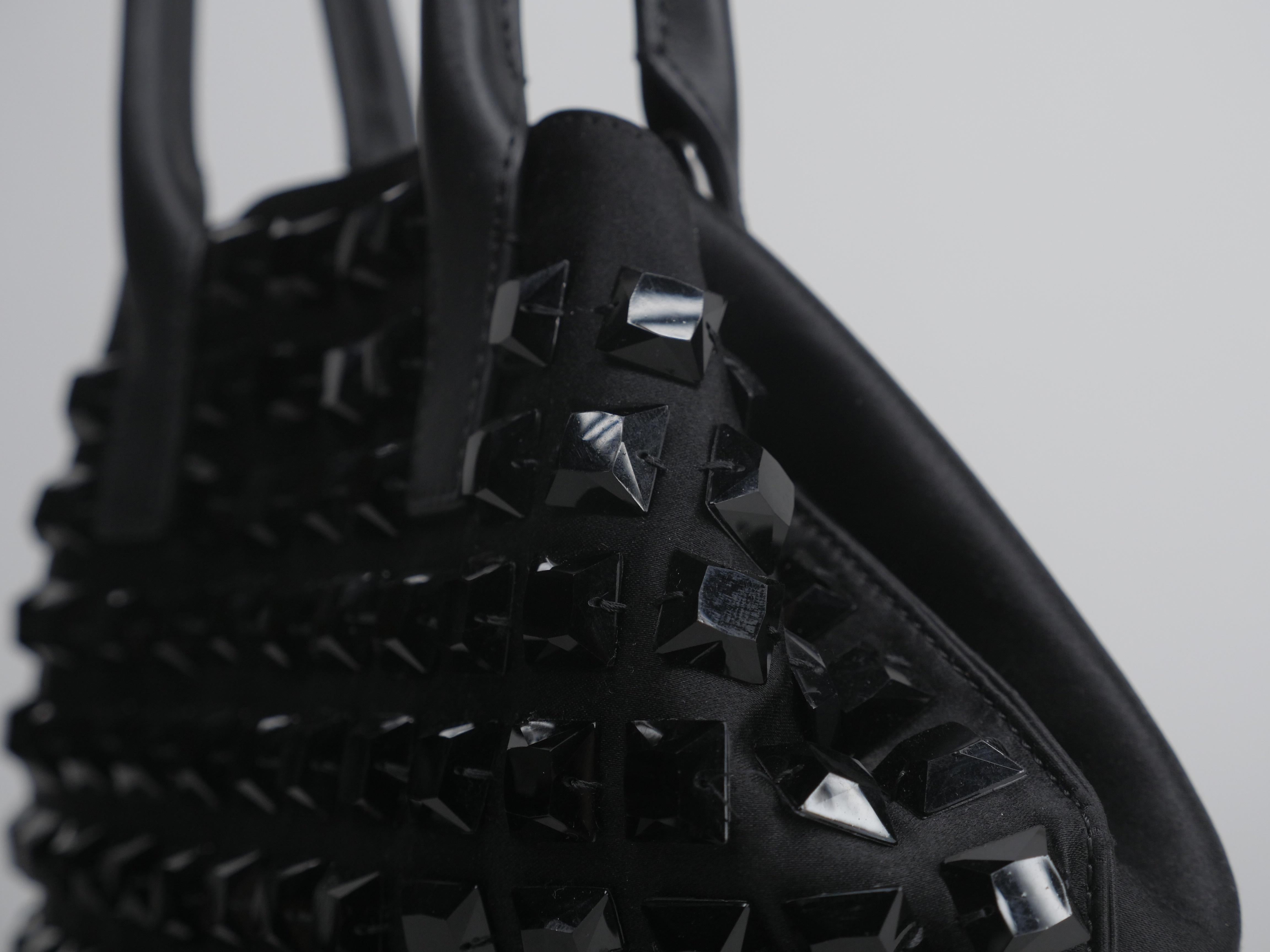 Akris Black Mini Handle Bag with Studded Detail 5