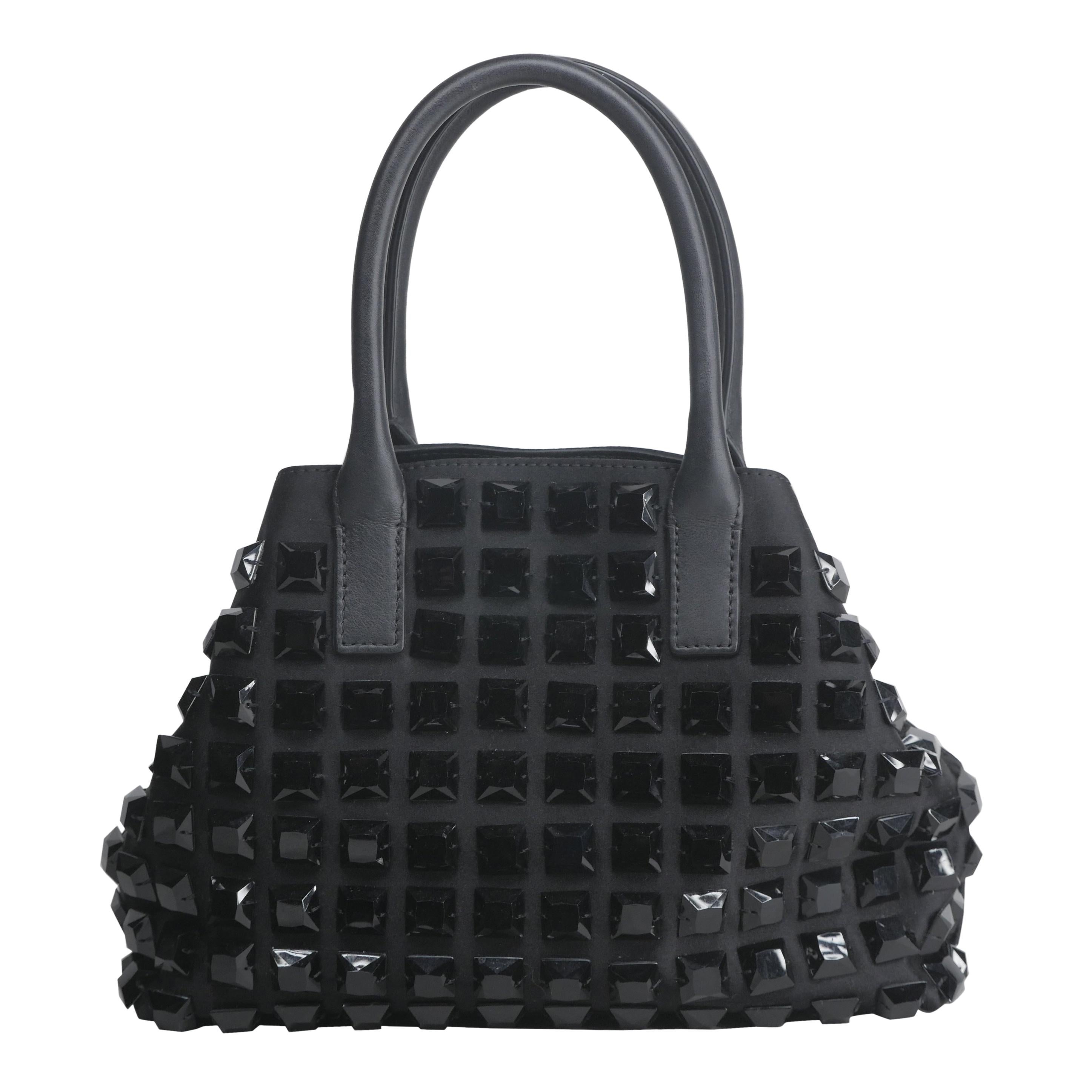 Akris Black Mini Handle Bag with Studded Detail