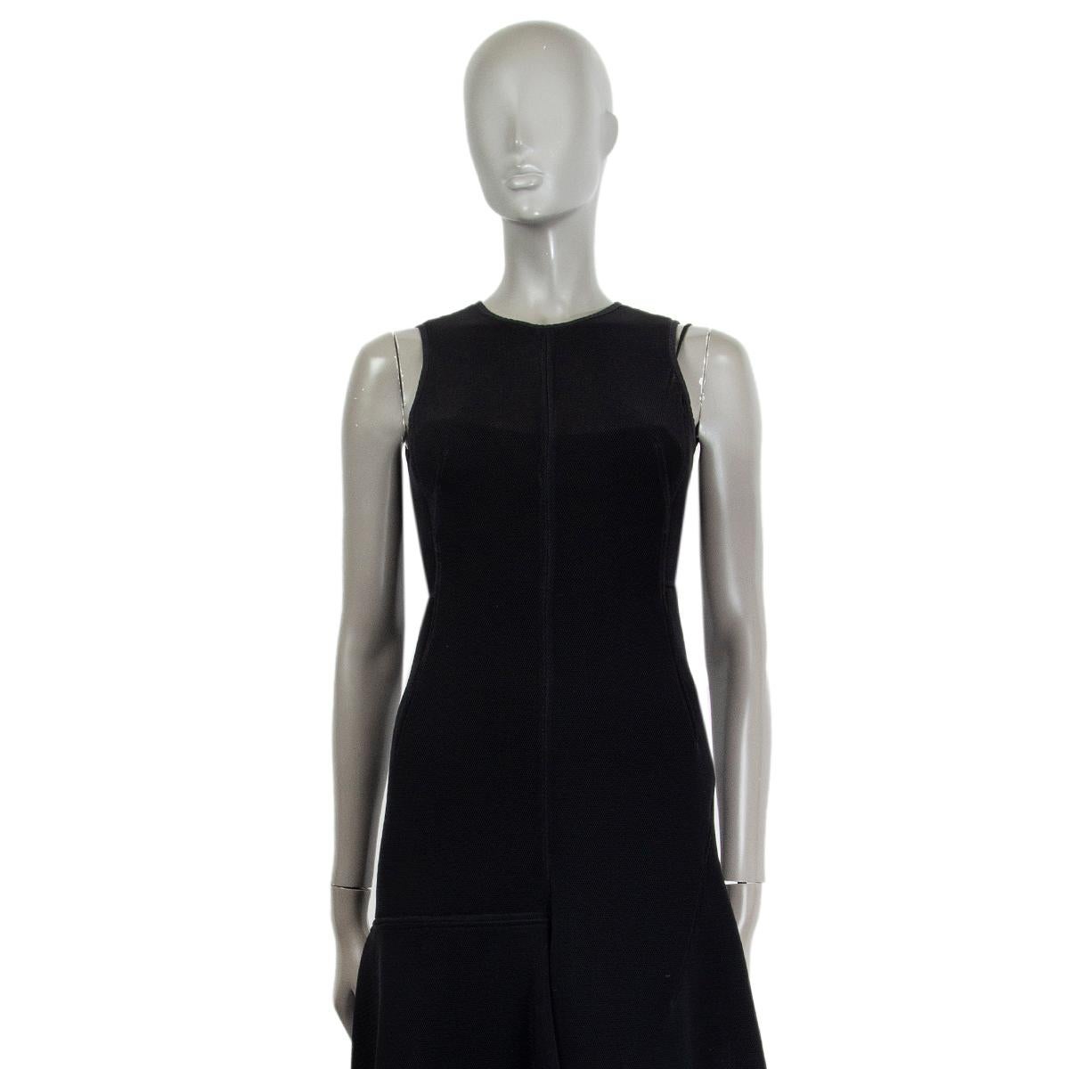 AKRIS black nylon FLARED SLEEVELESS MIDI Dress 32 XXS In Excellent Condition For Sale In Zürich, CH