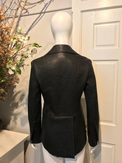 Akris Black Pebbled Leather Jacket, size 4