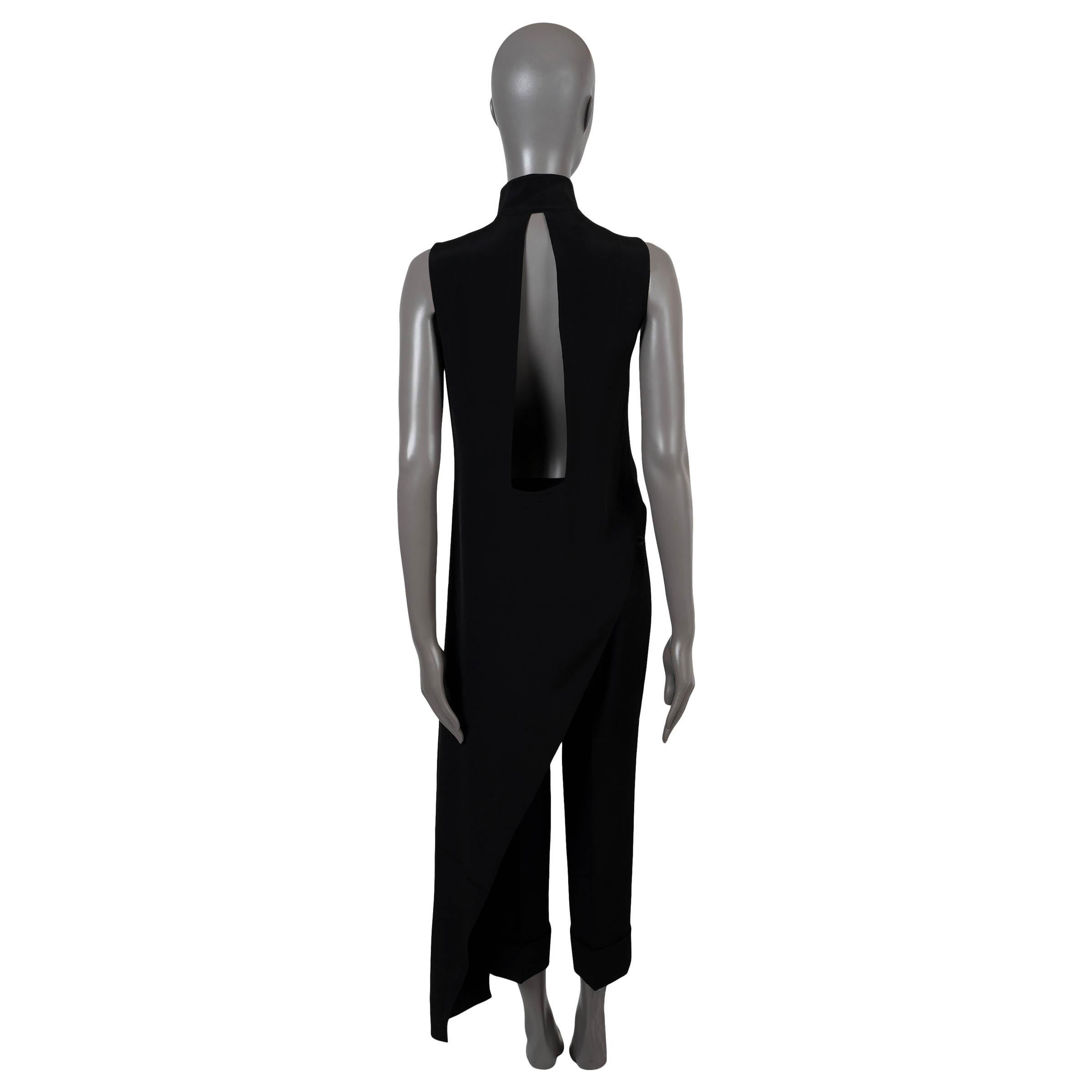 Black AKRIS black silk 2019 ASYMMETRIC OPEN BACK SLEEVELESS TUNIC Shirt 4 34 XS For Sale