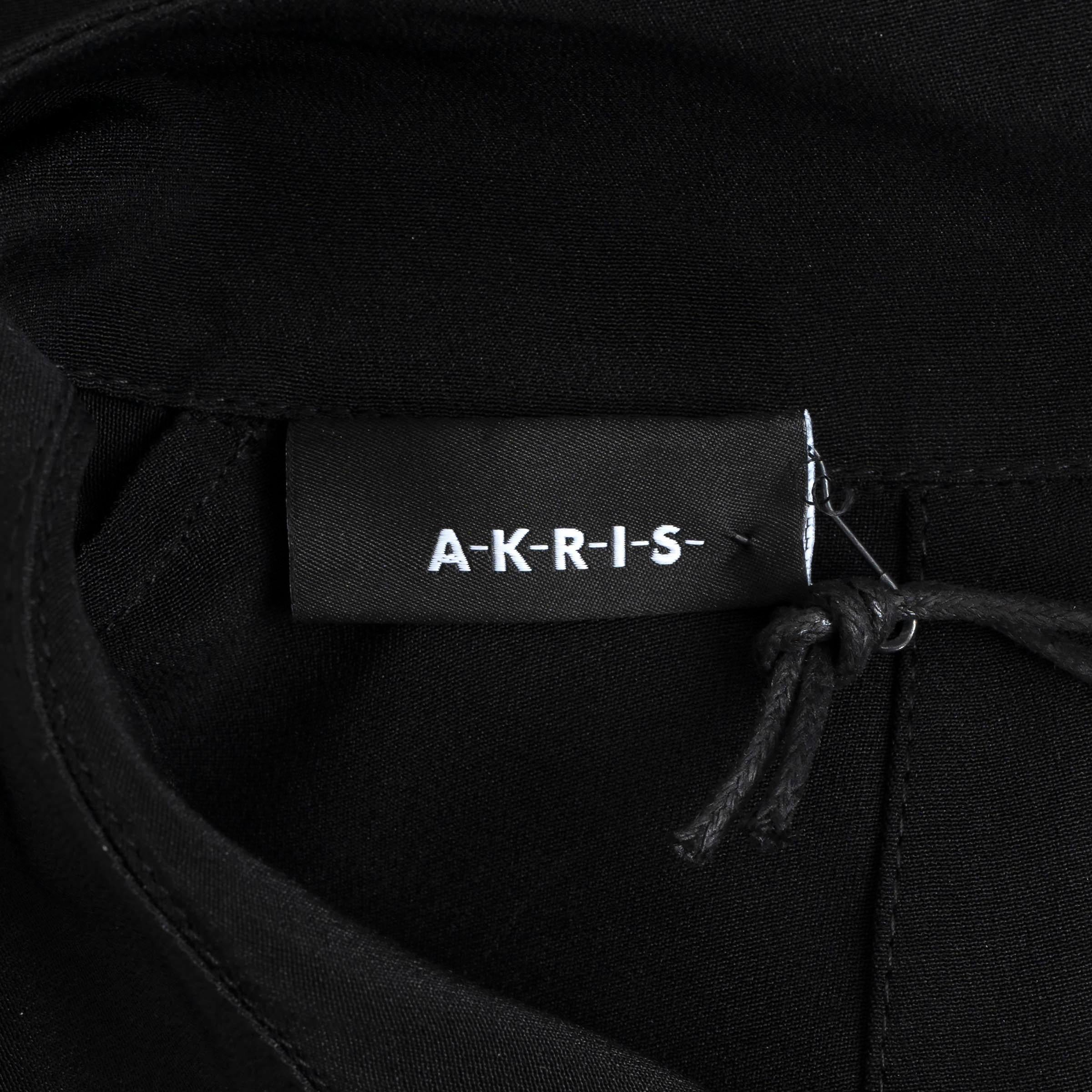Women's AKRIS black silk 2019 ASYMMETRIC OPEN BACK SLEEVELESS TUNIC Shirt 4 34 XS For Sale