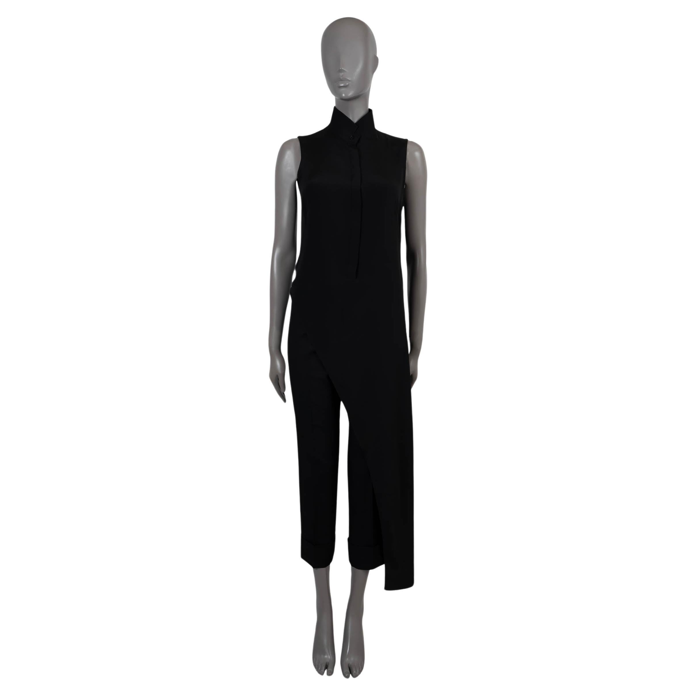 AKRIS black silk 2019 ASYMMETRIC OPEN BACK SLEEVELESS TUNIC Shirt 4 34 XS For Sale
