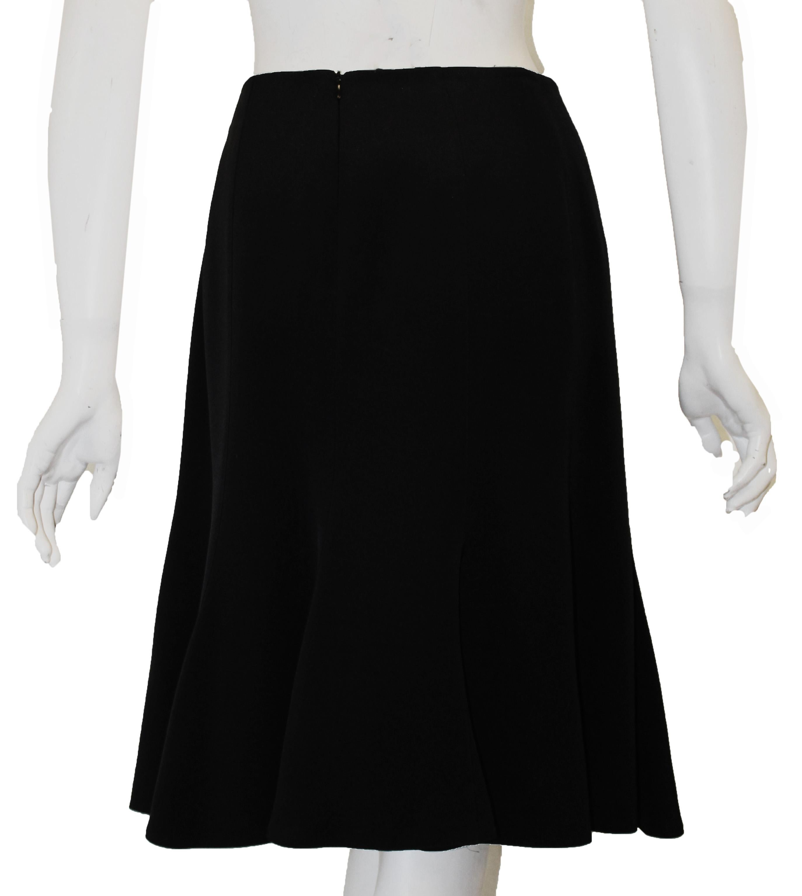 Akris Black Silk Flared Skirt  In Excellent Condition For Sale In Palm Beach, FL
