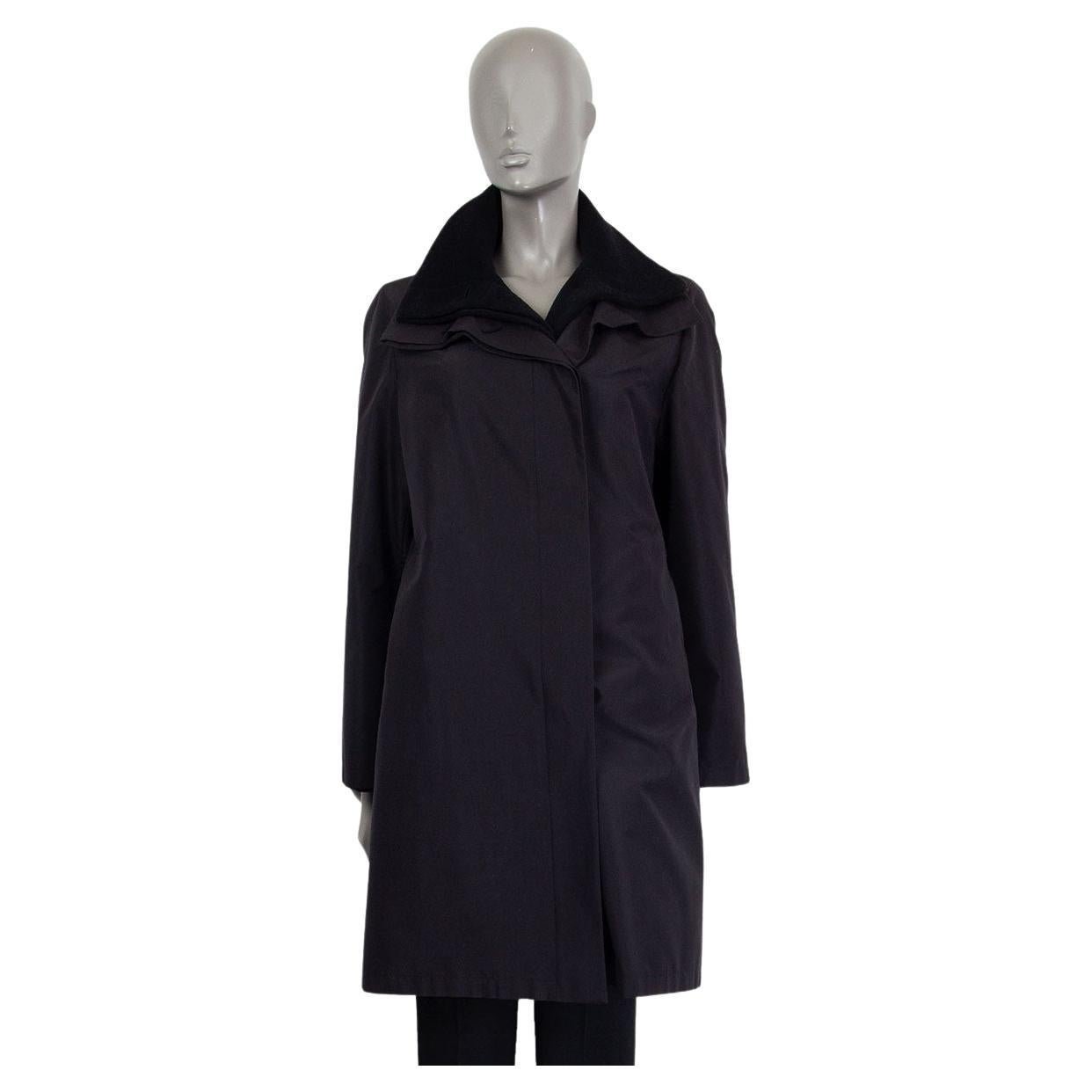 AKRIS black silk LAYERED Coat Jacket 40 L For Sale