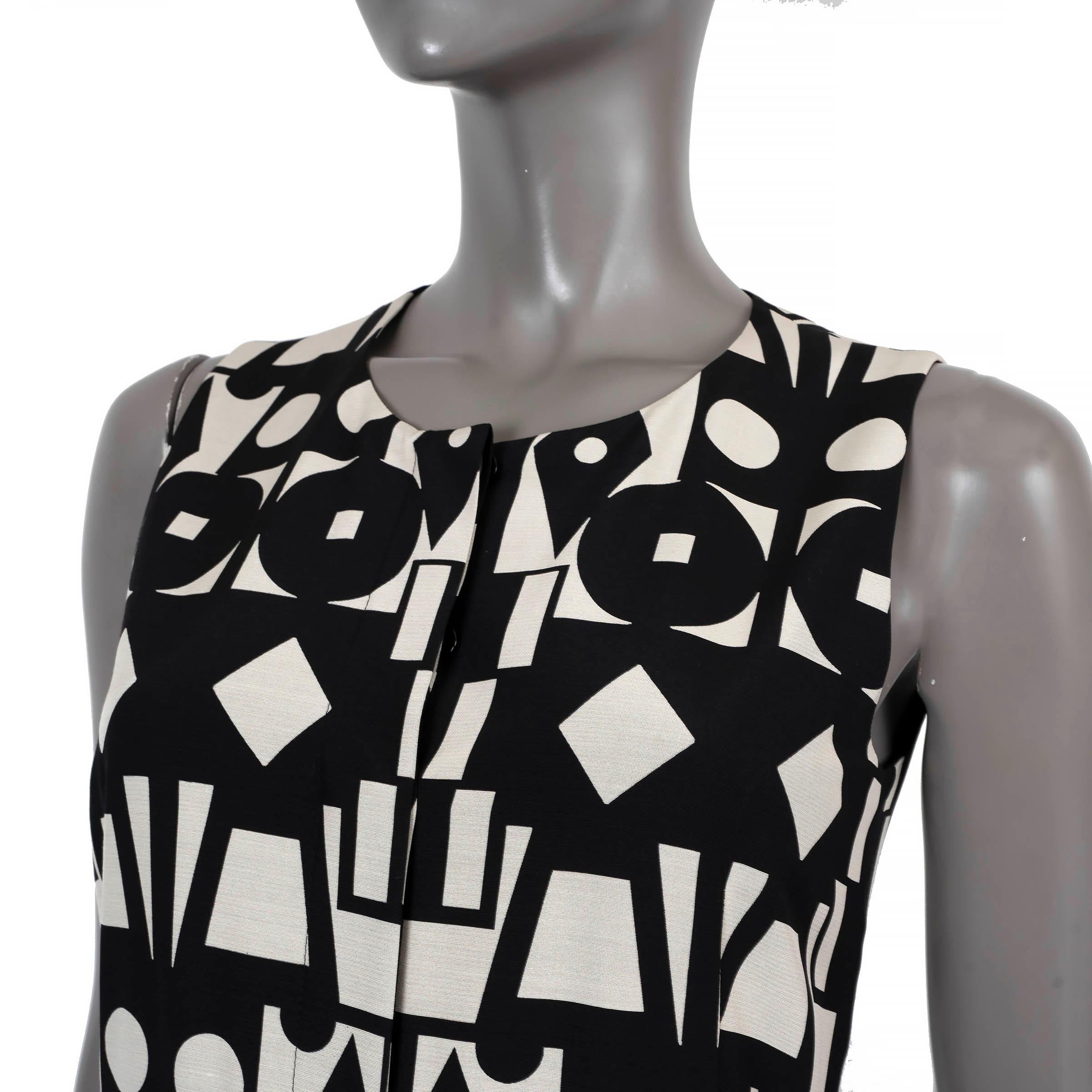 Akris in lana bianca e nera 2024 GEOMETRIC VOILE MIDI Dress 34 XS In condizioni ottime in vendita a Zürich, CH