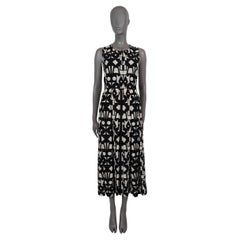 AKRIS Robe midi géométrique 2024 en laine noire et blanche 34 XS