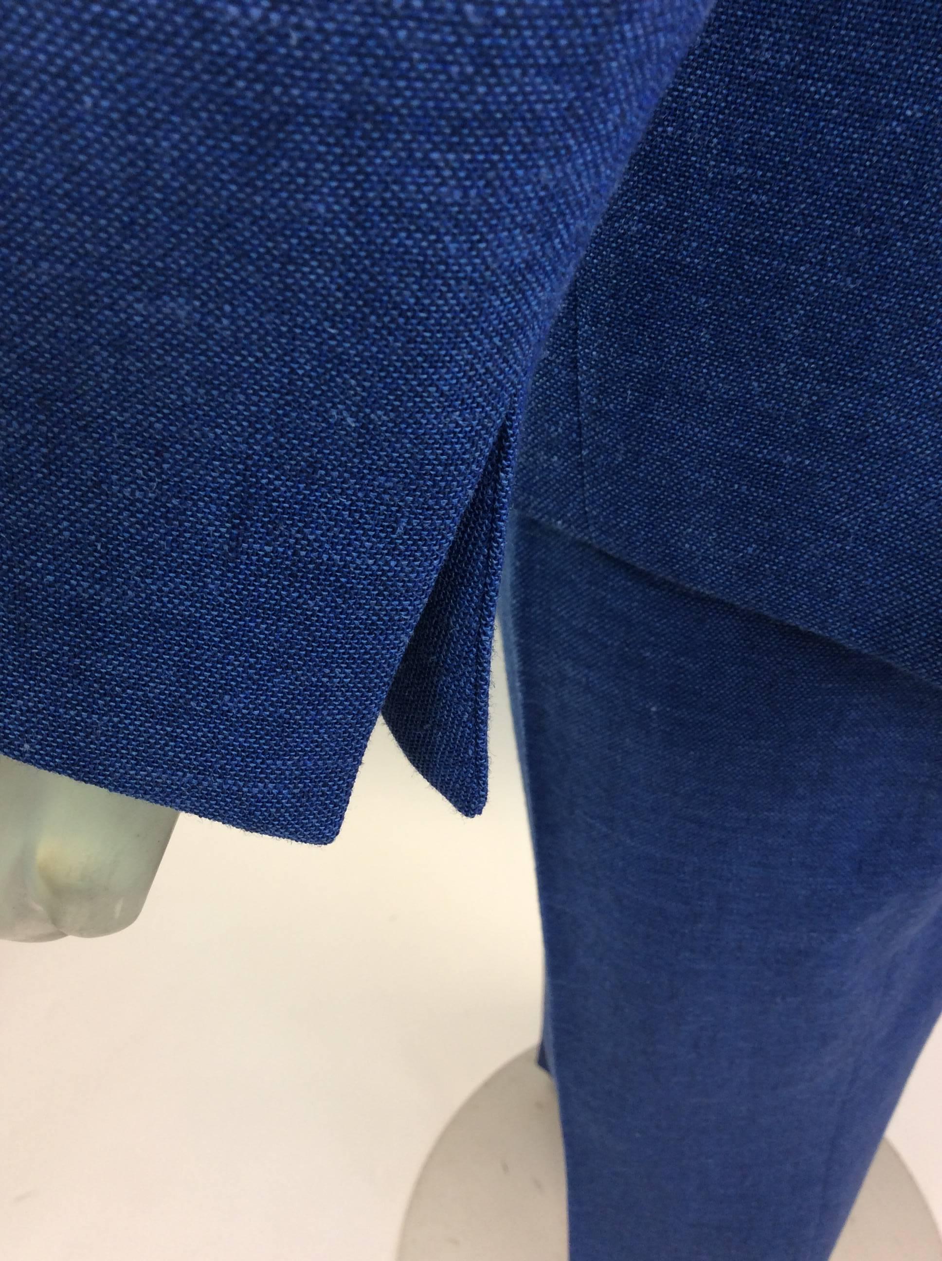 Women's Akris Blue Wool Pant Suit For Sale